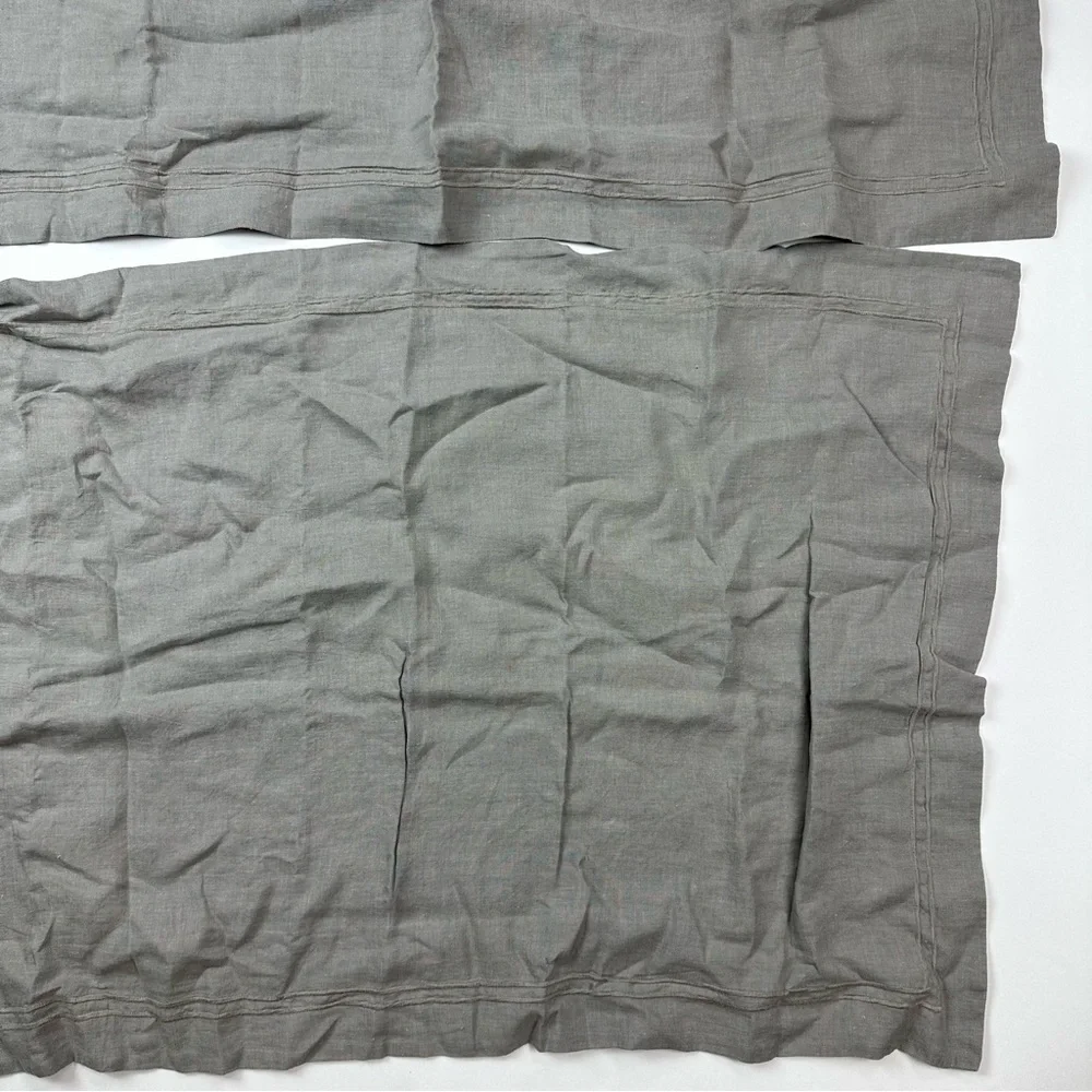 Restoration Hardware Grey Stonewashed Belgian Linen Satin Stitch Pillow Sham